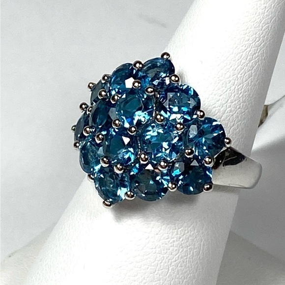 London Blue Topaz Sterling Silver Ring JTV Size 7.75 7.18g  Retired - Picture 4 of 10